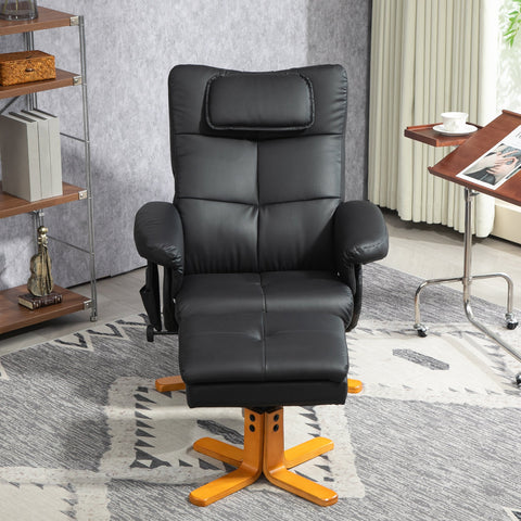 Rootz Massage Chair with Stool - Relaxation Chair - Faux Leather Massage Recliner - USB Charging - 78L x 86W x 93H cm