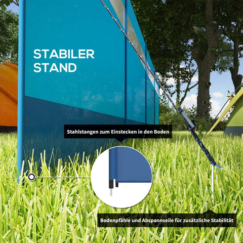 Rootz Windbreak with Viewing Window - Outdoor Wind Shield - Beach Windbreaker - Protects Against Wind, Sun, and Sand - 725cm x 140cm - Polyester and Steel