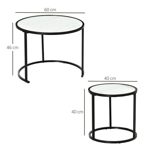 Rootz 2 Piece Side Table Set - Nestable Tables - Stackable Tables - Space-Saving Design - Ø60x46cm, Ø40x40cm
