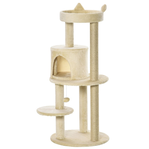 Rootz Cat Tree Multi-Scratch Furniture - Cat Tower - Pet Playhouse - Durable Platforms - Ø 48 x 104H cm - Brown