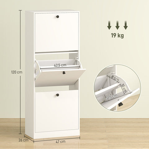 Rootz Shoe Cabinet - Footwear Organizer - Shoe Storage Unit - Space-Saving Design - 47cm x 26cm x 120cm
