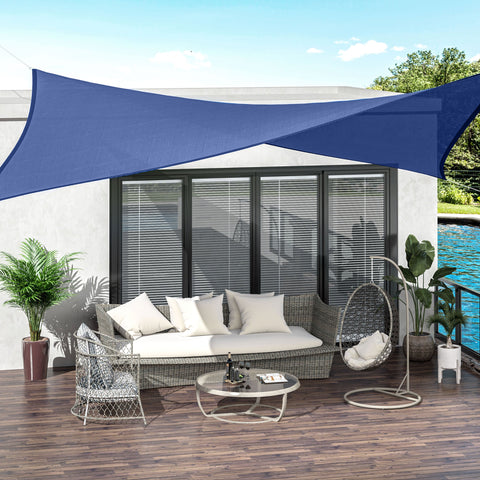 Rootz Rectangular Shade Sail - Sun Shade - UV Canopy - High-Density UV Protection - 4m x 3m - With Storage Bag - Blue