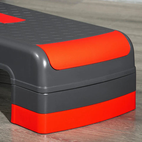 Rootz Stepper - Height-adjustable - Aerobic Stepper - Plastic - Non-slip Surface - Red + Black - 78L x 28W x 10/15/20H cm