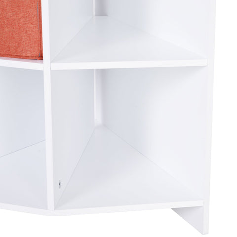 Rootz Corner Shelf Storage - Space-Saving Standregal - Cabinet with Drawers - MDF White - Anti-Tilt Stability - 57cm x 57cm x 95cm