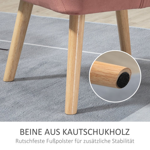 Rootz Scandinavian Style Lounge Chair - Upholstered Chair - Reading Chair - Rubberwood Legs - Velvet Surface - 67cm x 61.5cm x 71cm