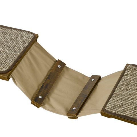 Rootz Cat Wall Shelf Set - Climbing Wall - Cat Platforms - Sisal Scratch Surfaces - Secure Support - 136cm x 29cm x 8.5cm