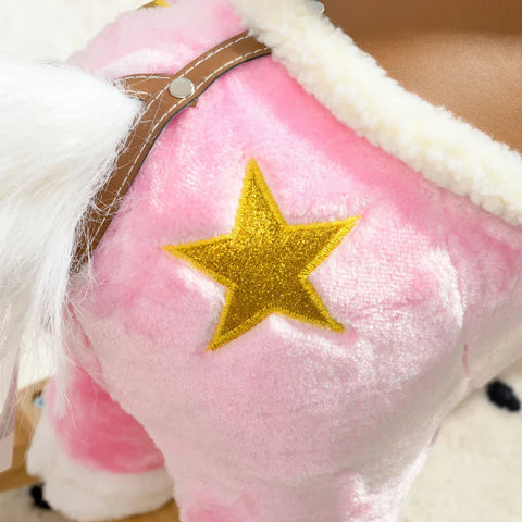 Rootz Rocking Horse - Saddle With Stirrups - Sound Effects - Music - Plush Body - Metal Frame - Up To 30 Kg - Pink - 68cm x 26cm x 62cm