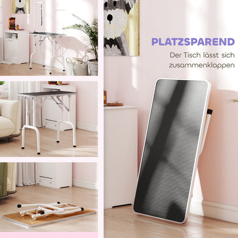 Rootz Dog Grooming Table - Pet Grooming Station - Foldable Table - Non-Slip Surface - Sturdy & Safe - 81x48.5x80 cm - Black