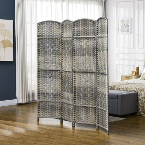Rootz 4 Panel Room Divider - Interior Paravent - Foldable Privacy Screen - Durable Pine Frame - 180cm x 1.7cm x 180cm