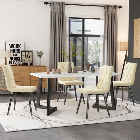 Rootz 4 Piece Set Dining Chairs - Velvet Chairs - Luxury Seating - Exceptional Comfort - 45cm x 40cm x 86cm