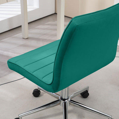 Rootz Office Chair - Computer Chair - Desk Chair - Height Adjustable - Soft Padding - Easy Mobility - 51cm x 64cm x 78-88cm - Velvet Look - Green