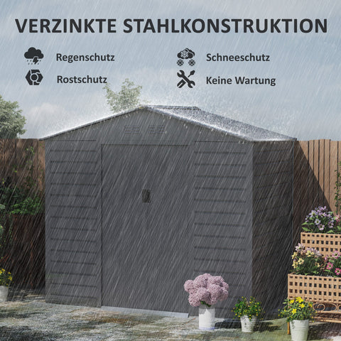 Rootz Garden Tool Shed - Steel Storage - Lockable Storage - Waterproof & Ventilated - 213cm x 131cm x 192cm