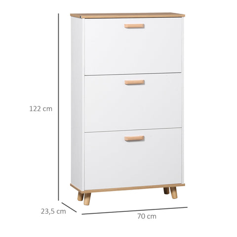 Rootz Scandinavian Shoe Cabinet - Footwear Storage - Shoe Organizer - Space-Saving Design - 70 x 23.5 x 122 cm White