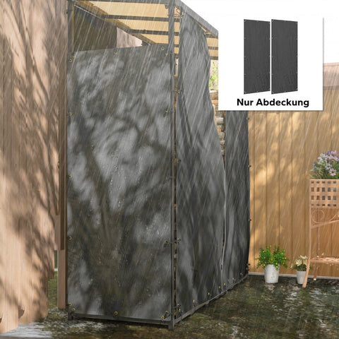 Rootz Firewood Rack Cover Set - Wood Storage Cover - Waterproof Cover - Heavy-Duty Polyester - UV Protection - 148cm x 62cm