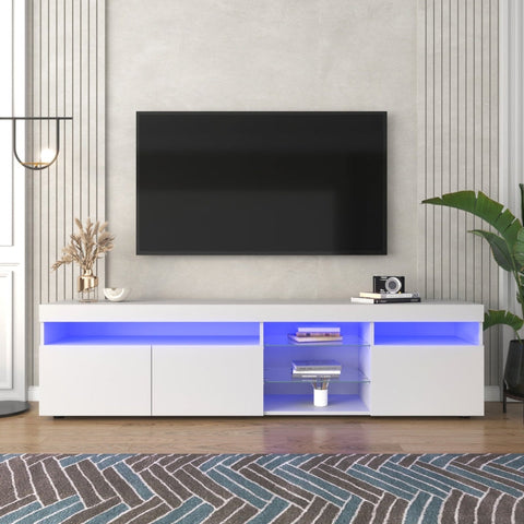 Rootz Modern TV Cabinet - Media Console - Entertainment Stand - LED Lighting - 180L x 35W x 45H cm