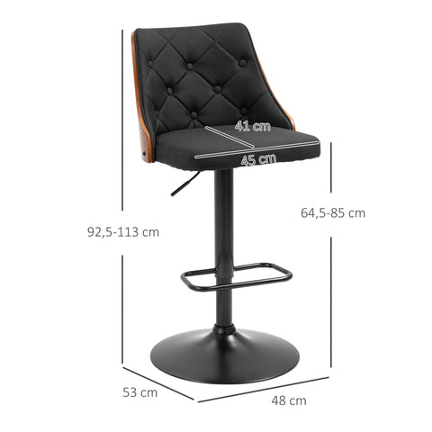 Rootz Set of 2 Adjustable Bar Stools - Swivel Chairs - Counter Stools - Comfort Seating - 48L x 53W x 92.5-113H cm