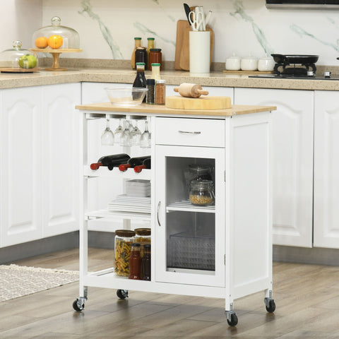 Rootz Kitchen Serving Trolley - Utility Cart - Mobile Cabinet - Spacious Storage - 76cm x 48cm x 88cm