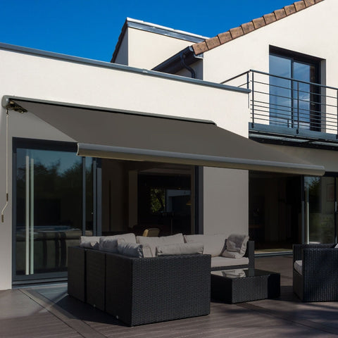 Rootz Electric Awning - Motorized Sunshade - Retractable Canopy - Effortless Operation - Durable Construction - Superior UV Protection - 300W x 0-250D cm - Aluminum & Polyester