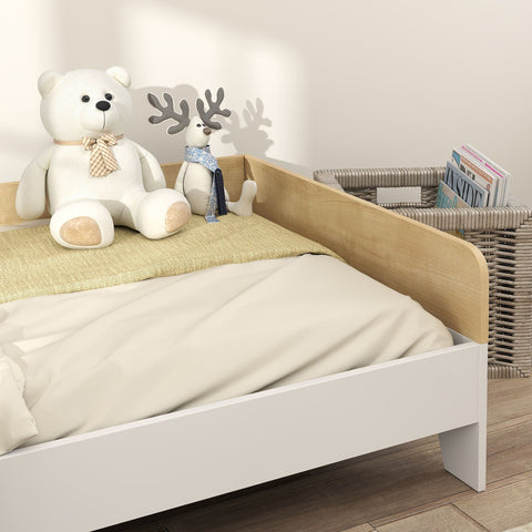 Rootz Cot Bed - Toddler Bed - Children's Bed Frame - Safety & Comfort - MDF Wood - High Sides - 143.5 x 74 x 40 cm - White