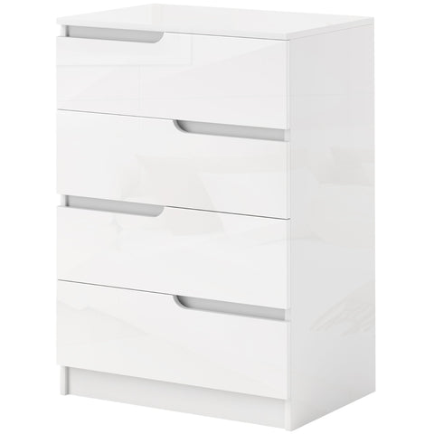 Rootz Modern Chest of Drawers - Wardrobe - Storage Solution - Tilt Protection - 60cm x 40cm x 85cm - High-Gloss White