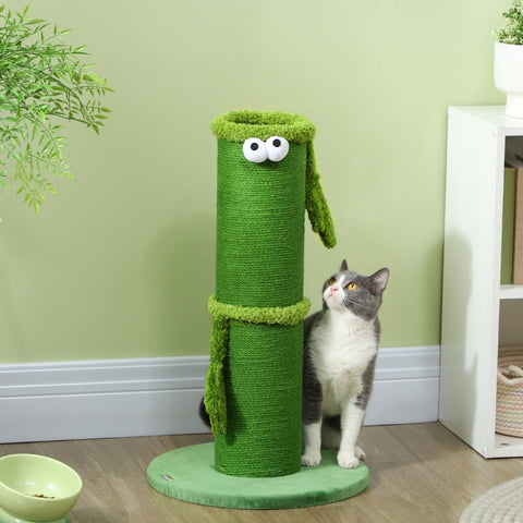 Rootz Cat Scratching Post - Kitty Scratcher - Feline Tree - Sisal Rope - Interactive Toy - 39.5cm x 63cm - Green - Chipboard & Polyester