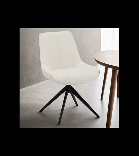 Rootz Dining Chair - Swivel Chair - Upholstered Chair - Luxurious Polyester Fabric - Foam Cushions for Optimal Comfort - Modern Metal Legs - 64cm x 56cm x 87cm