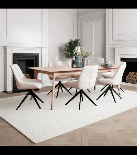 Rootz Dining Chair - Swivel Chair - Upholstered Chair - Luxurious Polyester Fabric - Foam Cushions for Optimal Comfort - Modern Metal Legs - 64cm x 56cm x 87cm