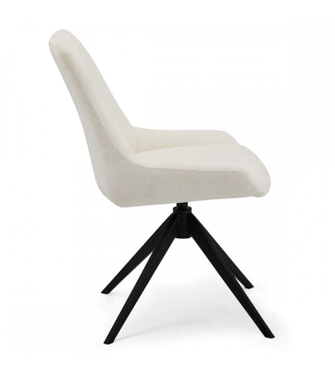 Rootz Dining Chair - Swivel Chair - Upholstered Chair - Luxurious Polyester Fabric - Foam Cushions for Optimal Comfort - Modern Metal Legs - 64cm x 56cm x 87cm