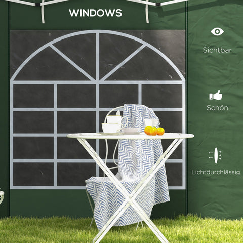 Rootz Gazebo Side Walls - Pavilion Tarpaulins - Party Tent Replacement - Durable & Easy Access - 295cm x 195cm - Green Oxford Fabric