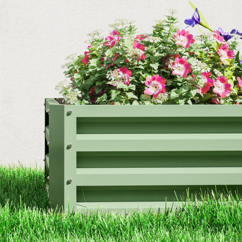Rootz Raised Bed Plant Box - Garden Planter - Weather-Resistant Galvanized Steel - Open Floor for Drainage - 120cm x 60cm x 30.5cm - Green