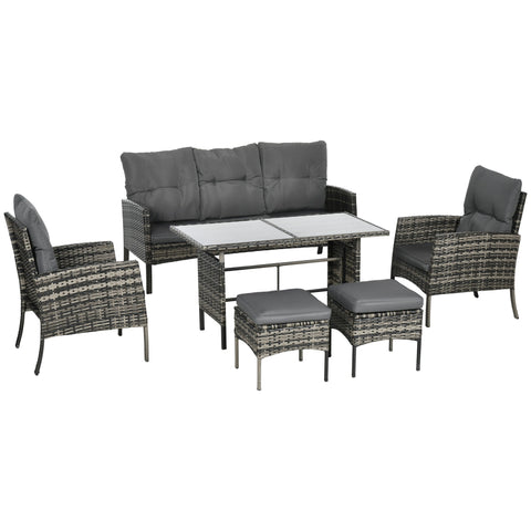 Rootz 6-Piece Garden Furniture Set - Outdoor Seating - Patio Sofa Set - Weather Resistant - Table 116x63x65cm, Chairs 58x68x80cm, Sofa 158x68x80cm