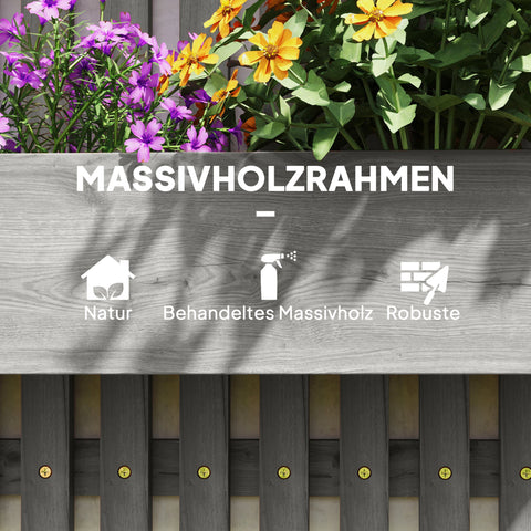 Rootz Wall Mounted Flower Box Set – Planter Rack – Vertical Garden – Space Saving – Solid Wood – 60x16x80cm – Freely Movable – Grey
