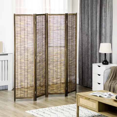 Rootz Wooden Folding Screen - Room Divider - Privacy Screen - Natural Bamboo Finish - 160L x 170H cm