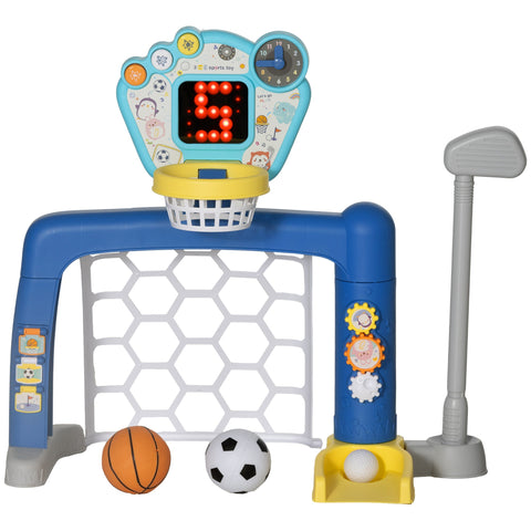 Rootz 3-in-1 Kids Sports Center - Multi-Activity Set - Adjustable Basketball - Heights 60.4-68cm - Engaging Scoreboard - Develops Coordination