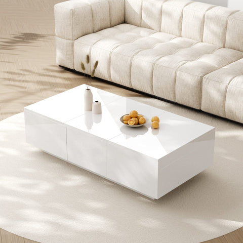 Rootz Coffee Table - Living Room Table - Modern Centerpiece - Hidden Storage - 100L x 50W x 31H cm