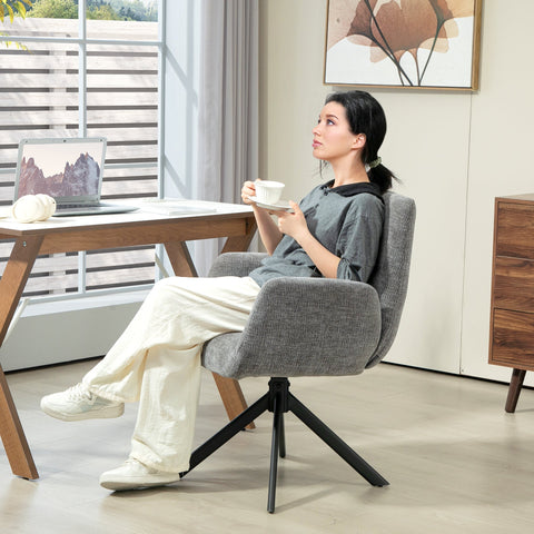 Rootz Upholstered Accent Chair - Swivel Armchair - Modern Lounge Chair - 360° Rotation - 60cm x 61cm x 88cm - Comfy Grey Design