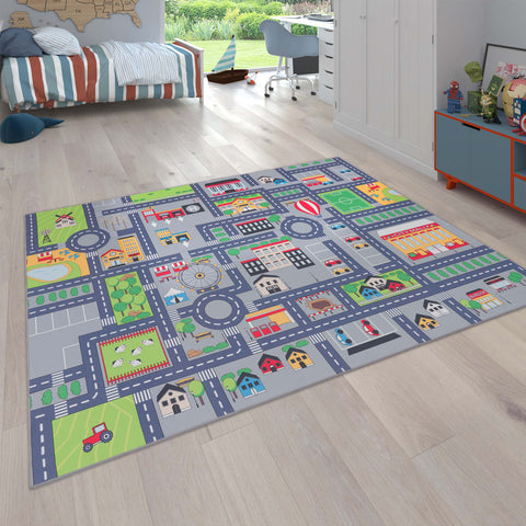 Children’s Play Rug – Creative City Street Map – Durable & Soft – Easy Clean