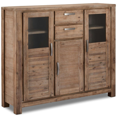 Rootz Highboard - Storage Cabinet - Sideboard - Solid Acacia Wood - Extensive Storage - Durable Build - Stylish Design - 160cm x 45cm x 140cm
