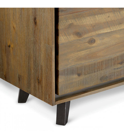 Rootz Highboard - Storage Cabinet - Sideboard - Solid Acacia Wood - Ample Storage - Durable Build - Stylish Design - 100cm x 40cm x 130cm