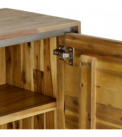 Rootz Highboard - Storage Cabinet - Sideboard - Solid Acacia Wood - Ample Storage - Durable Build - Stylish Design - 100cm x 40cm x 130cm