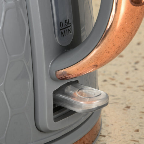 Rootz Kitchen Set - Toaster & Kettle Combo - Breakfast Appliances - Grey - 1.7L Quick Cook - 24.2x19.5x23.4cm Kettle, 27.6x18.9cm Toaster