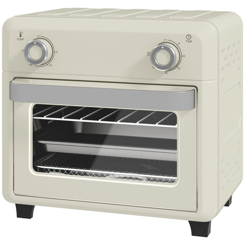 Rootz 10L Mini Convection Oven - Air Fryer - Touchscreen Cooker - Less Oil Cooking - 32 cm Weight x 27.2 cm Depth x 29.8 cm Height - White & Silver