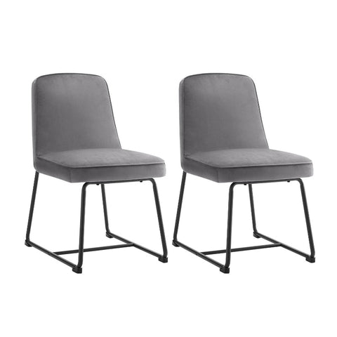 Rootz Velvet Dining Chairs - Elegant Seating - Padded Chairs - Exceptional Comfort - 46L x 45W x 81.5H cm - Modern Gray Design