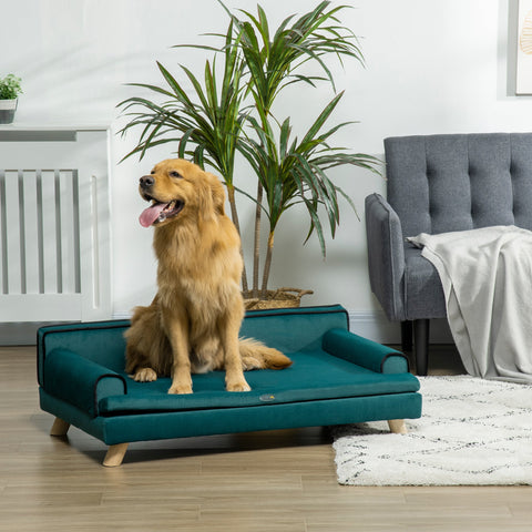 Rootz Pet Canapé - Dog Sofa - Cat Couch - Fluffy Cushion - 100cm x 62cm x 32cm - Stylish Scandinavian Design
