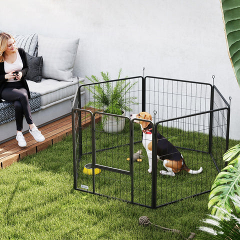 Rootz Dog Fence - Pet Enclosure - 6 Panel Playpen - Foldable & Durable Steel - Rectangle 160x80x80cm - Ideal for Puppies & Medium Dogs