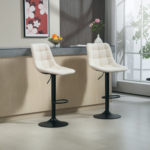 Rootz Modern 2 Set Rotating Bar Chairs - Adjustable Stools - Padded Bar Seats - Height Versatile 63-84cm - 47b x 53t x 96-117h cm