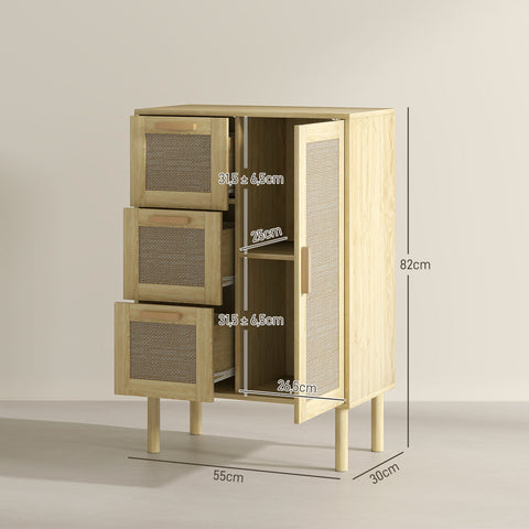 Rootz Boho-Style Cabinet - Storage Unit - Bathroom Organizer - Space-Saving Design - 55 x 30 x 82 cm