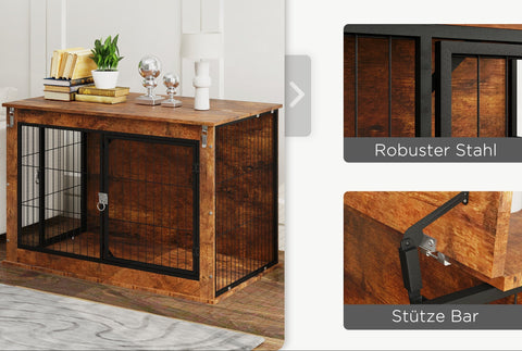 Rootz Dog Transport Box - Stay Box for Pets - Secure Doors - Robust Design - 98 x 60 x 65.5 cm - Brown