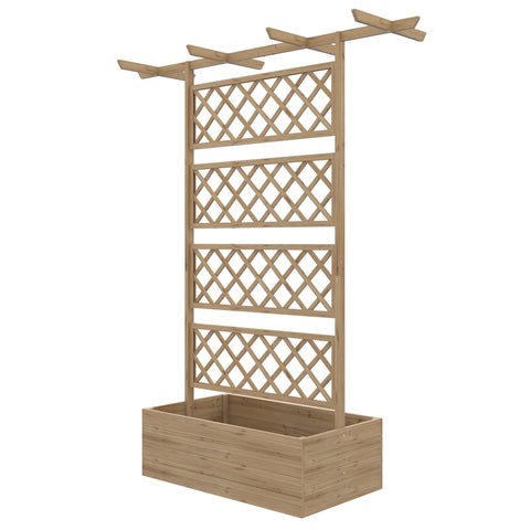 Rootz Plant Box with Trellis - Climbing Plant Box - Raised Balcony Bed - Strong Fir Wood - 160cm x 55cm x 183cm