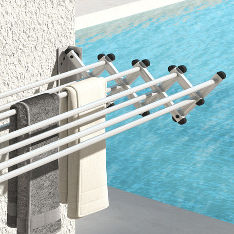 Rootz Adjustable Towel Holder - Laundry Rack - Wall Dryer - Indoor/Outdoor - Aluminum - Silver - 86cm x 61cm x 22cm
